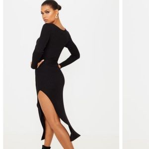 Pretty little thing black ribbed dress